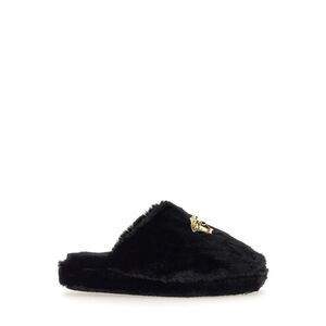 VERSACE Medusa Head Fur Slides Unisex BLACK Sandals